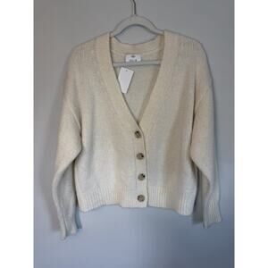 Allude Cream Button Front Cardigan Wool Mohair Blend Size Large NWT